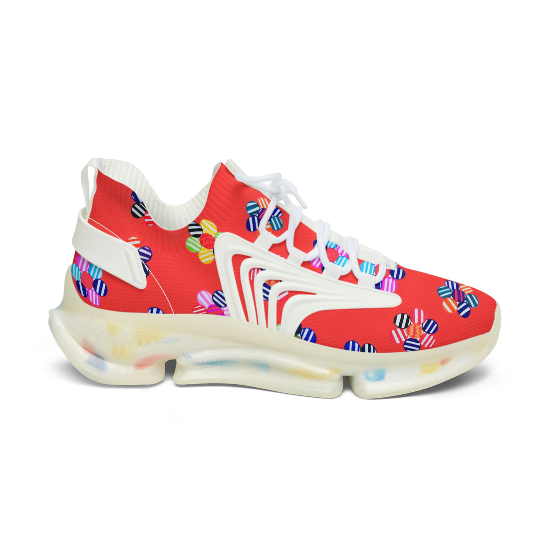 Vermillion Candy Floral Printed OTT Women's Mesh Knit Sneakers