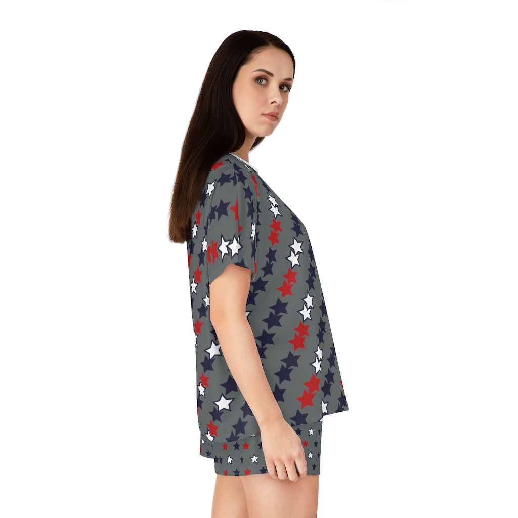 Ash Star Print Short Pajama Set (AOP)