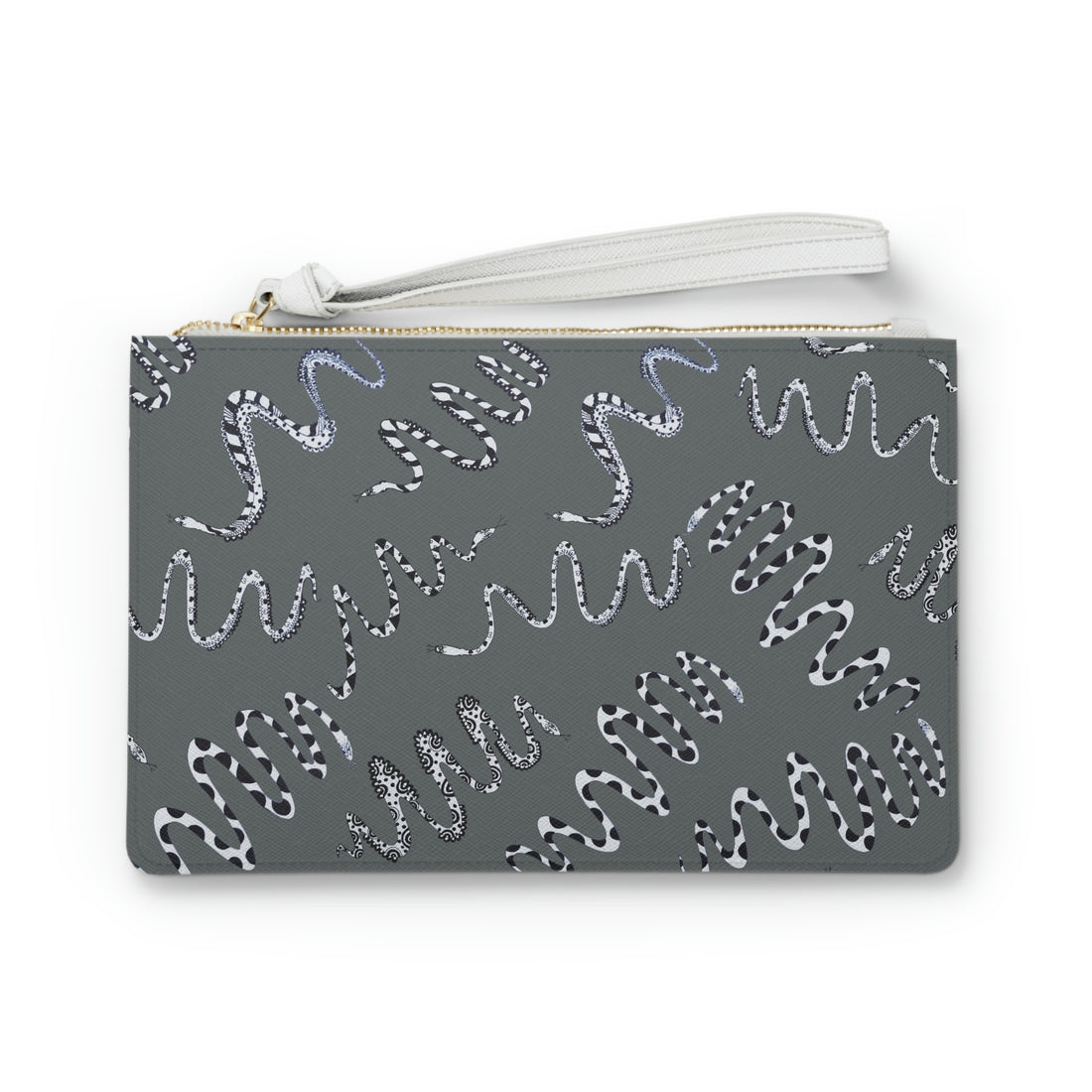 Ash Grey Snake Print Clutch Bag