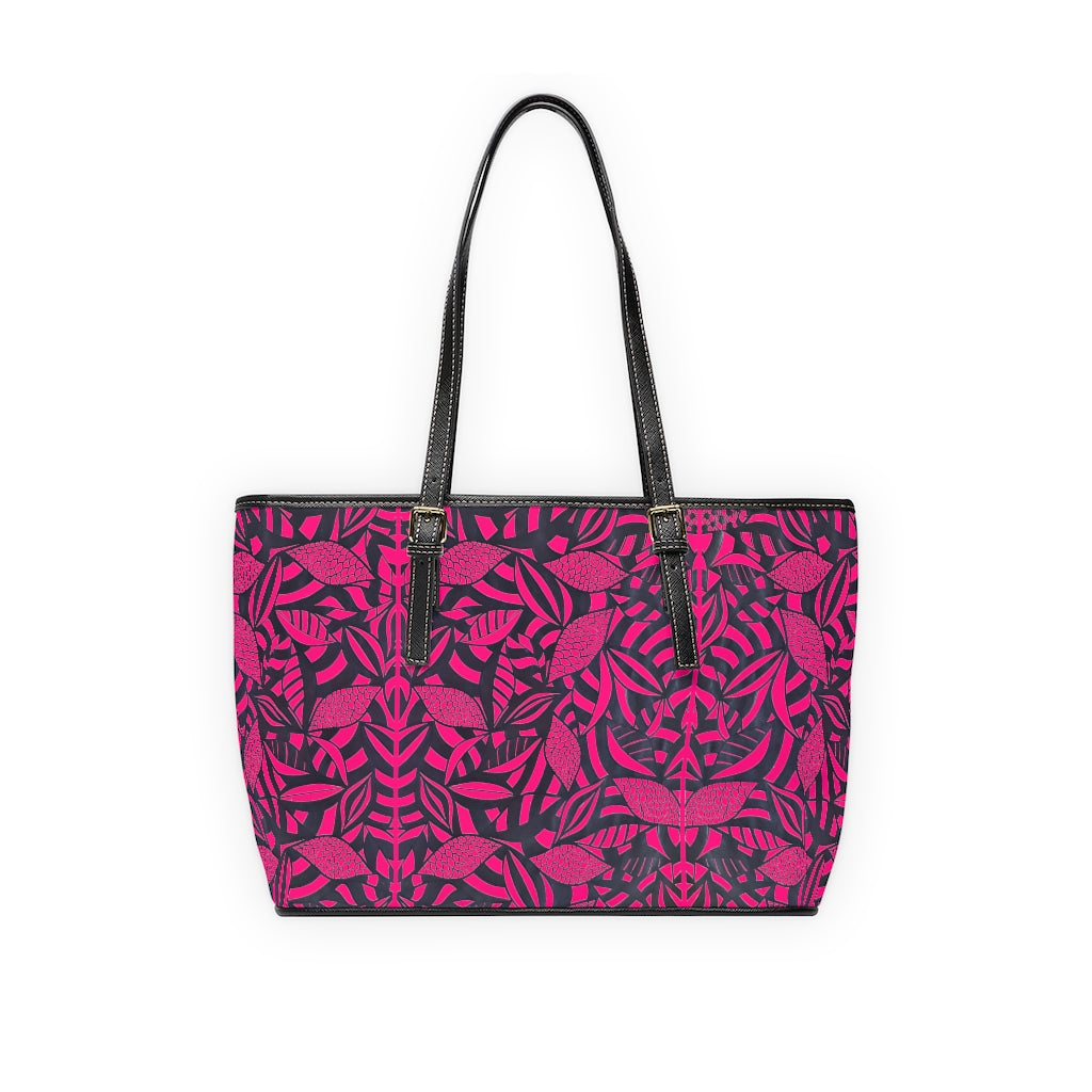 Hot Pink Tropical Minimalist PU Leather Shoulder Bag