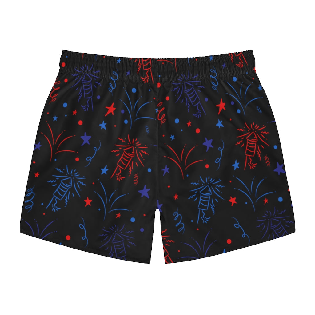 Men's Firecracker Black Swimming Trunks