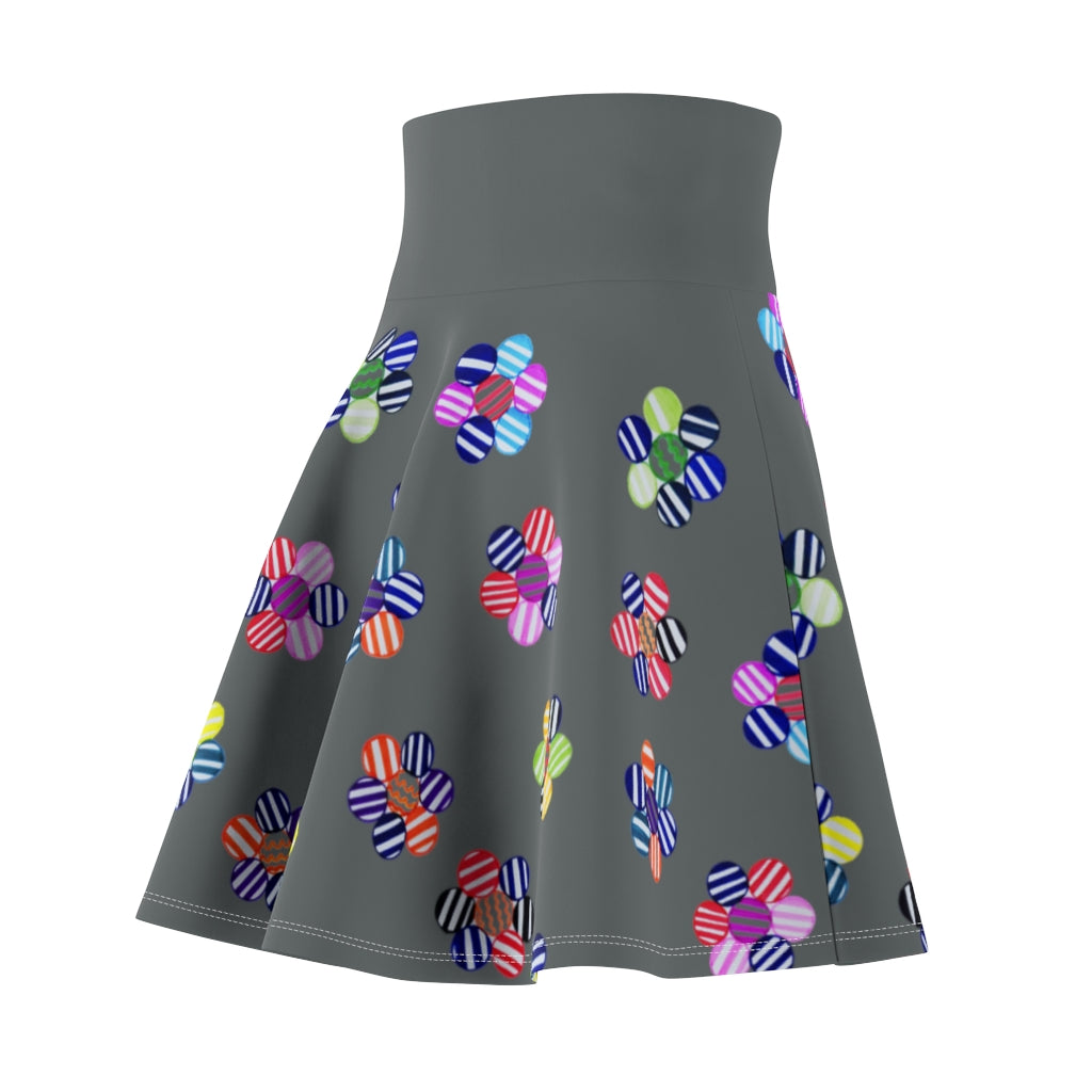 Ash Grey Candy Florals Skater Skirt