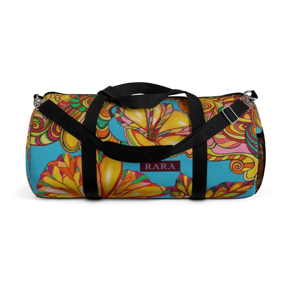 Artsy Floral Aqua Duffel Bag