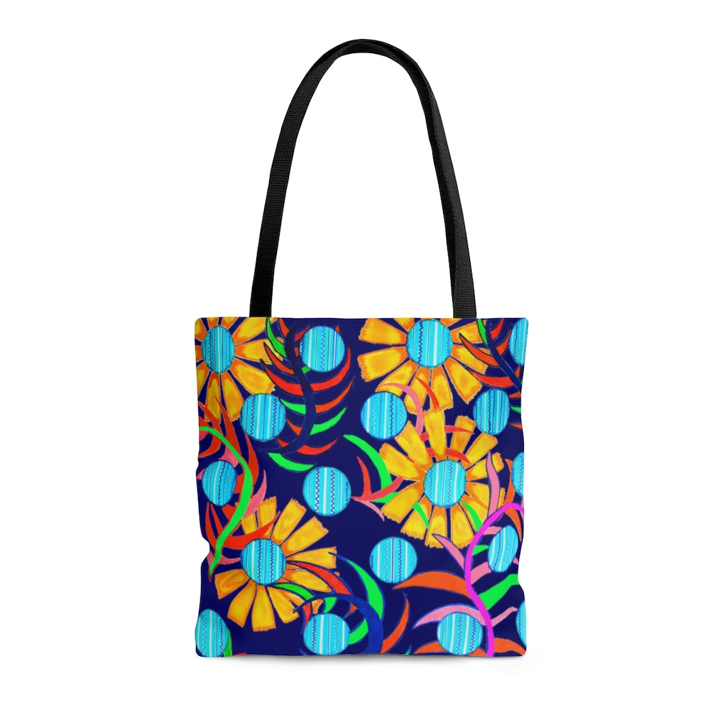 AOP The Sunflower Ink Blue Tote Bag