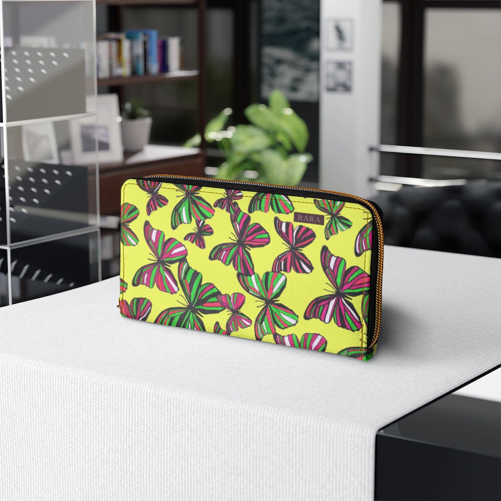 canary butterfly print wallet