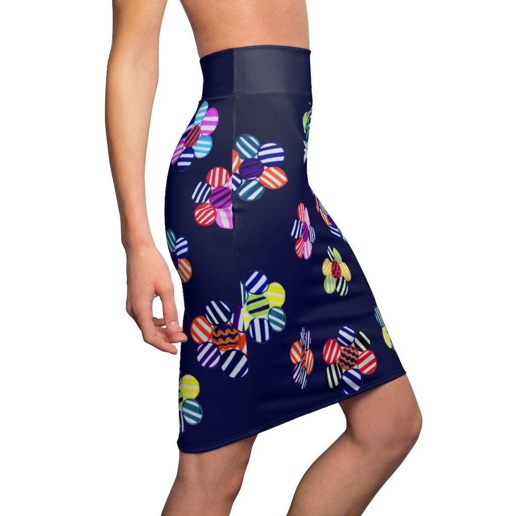 Ink Candy Florals Print Pencil Skirt