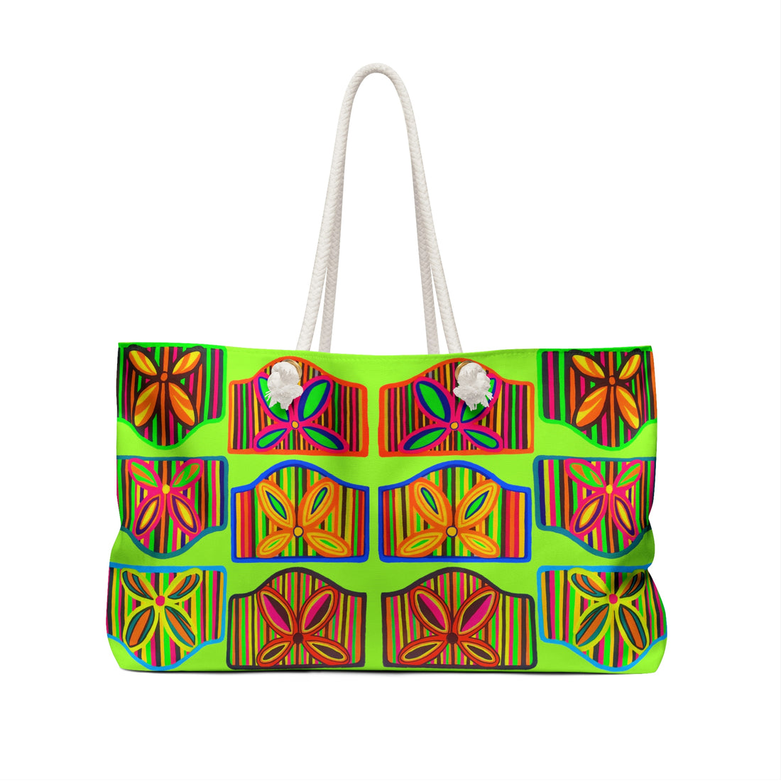 Lime Deco Print Weekender Tote Bag