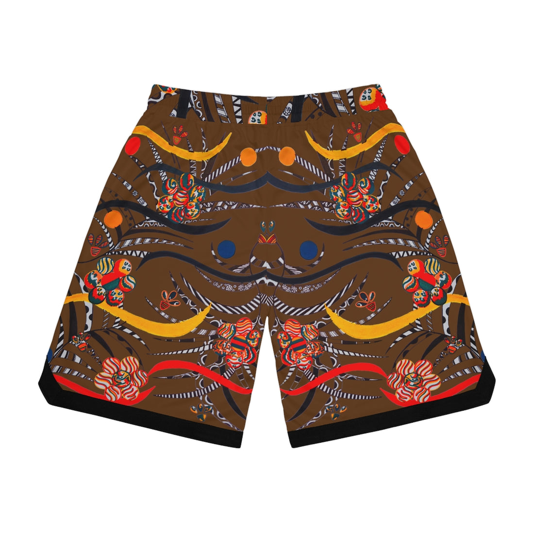 Brown Wilderness Basketball Rib Shorts (AOP)