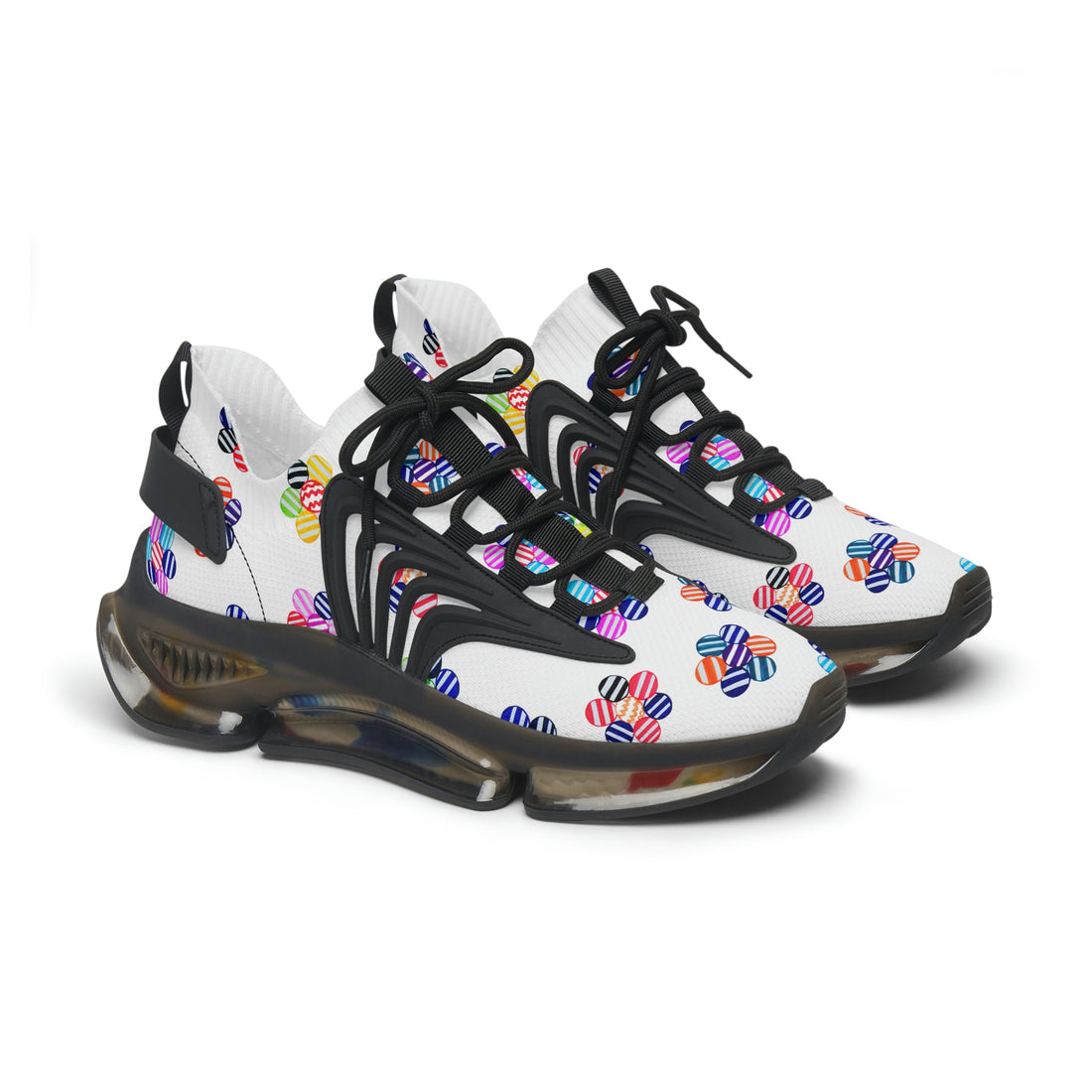 White Candy Floral Printed OTT Women's Mesh Knit Sneakers