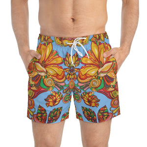 Artsy Floral Men's Sky Swimming Trunks