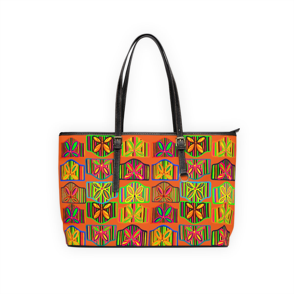 Orange Deco PU Leather Shoulder Bag