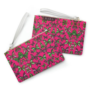 Hot Pink Butterfly Print Clutch Bag