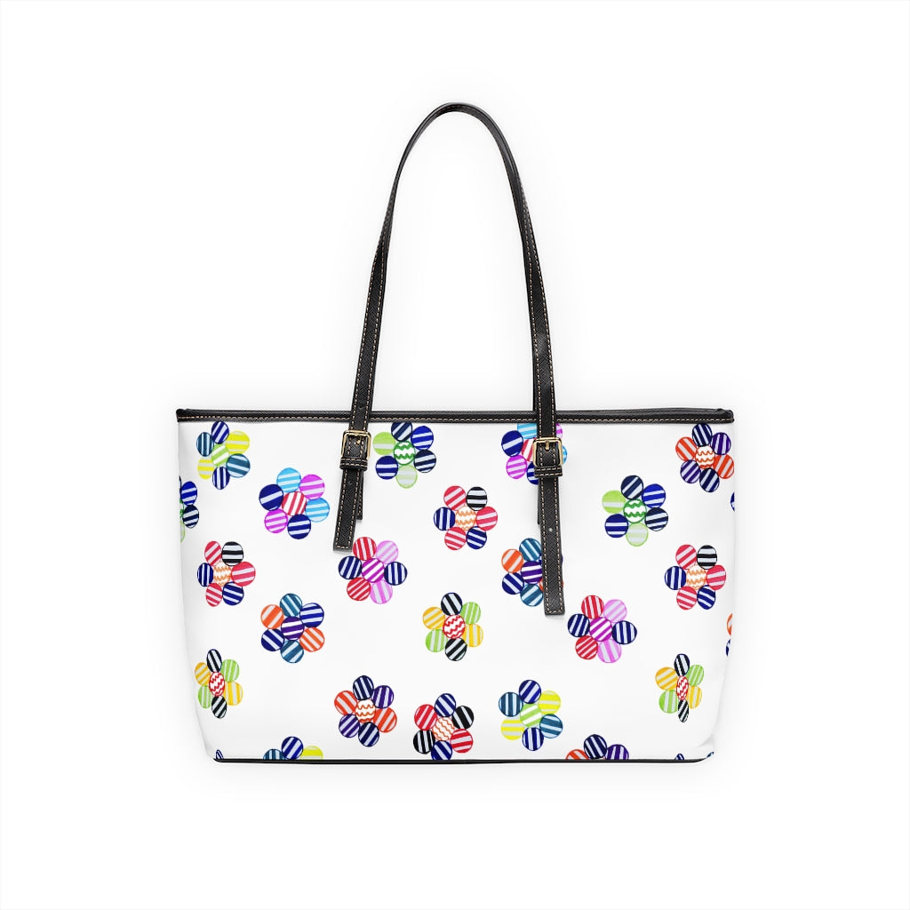 White Candy Florals PU Leather Shoulder Bag