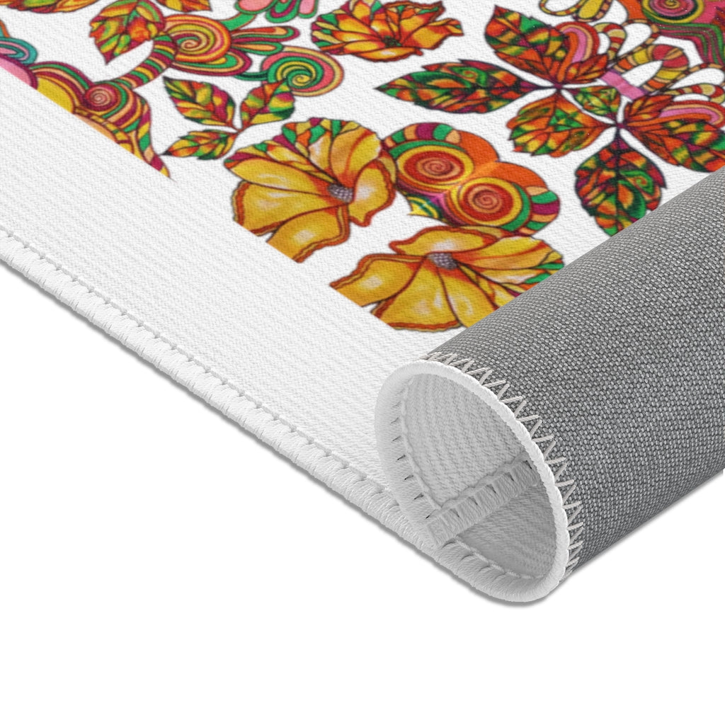 Artsy Floral White Area Rug