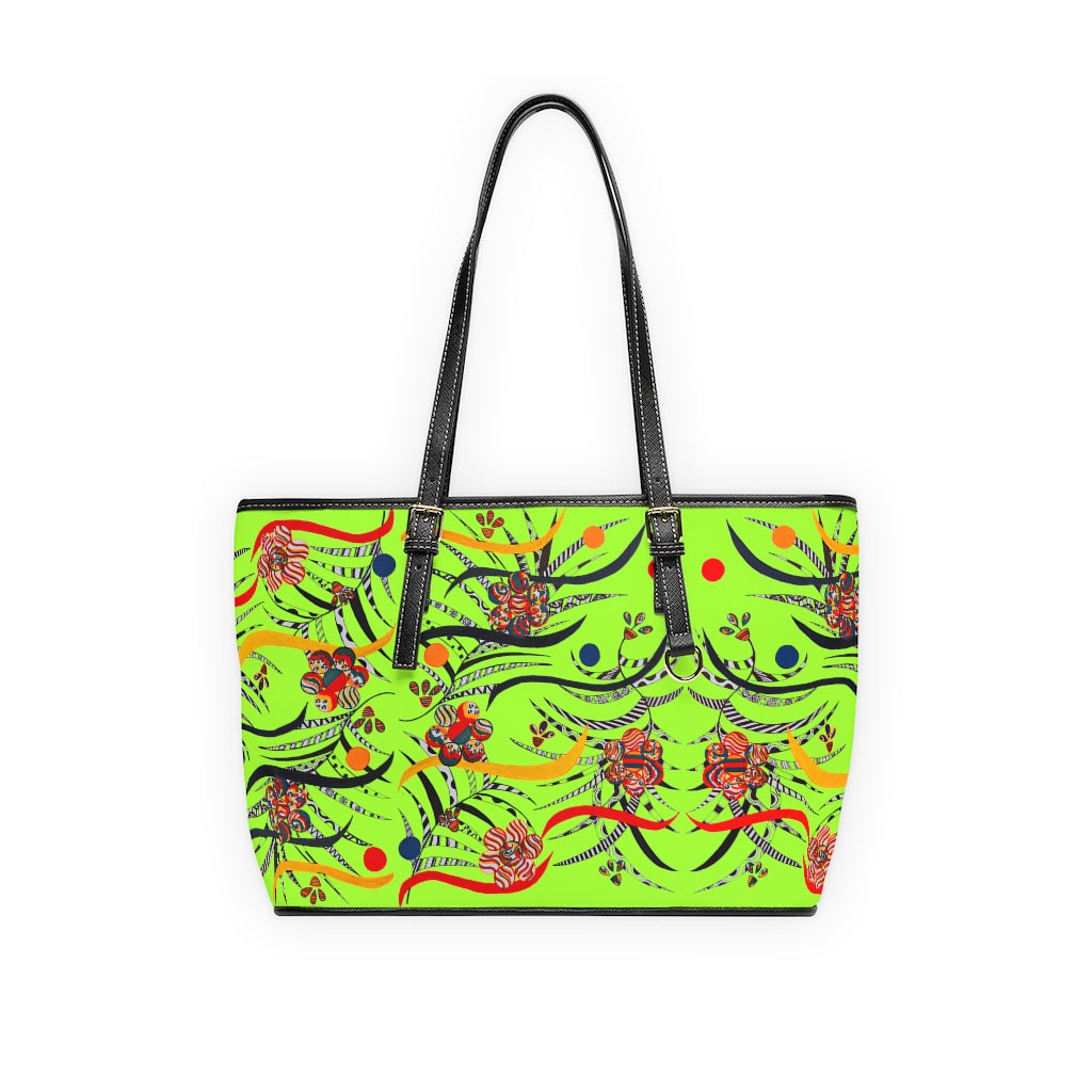 lime green  animal & jungle print tote bag