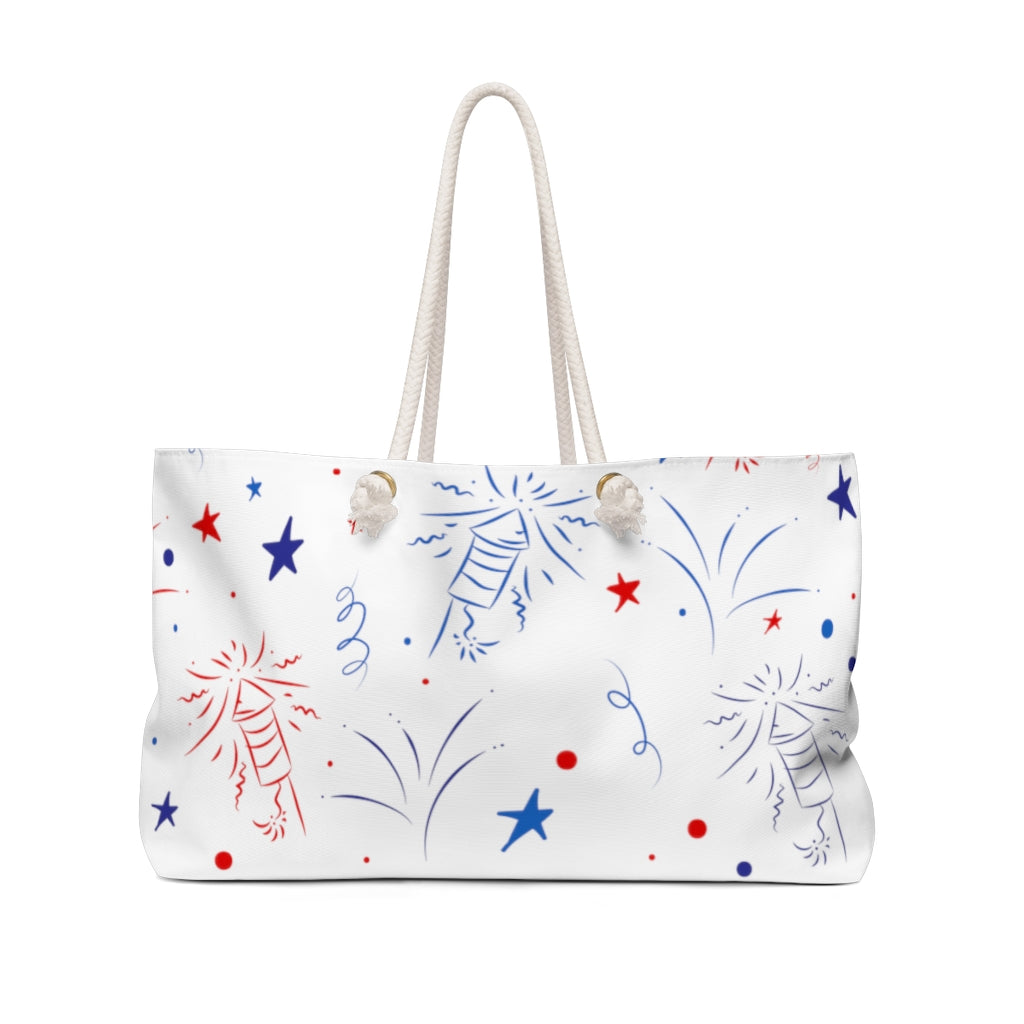 The Firecracker - White Weekender Bag