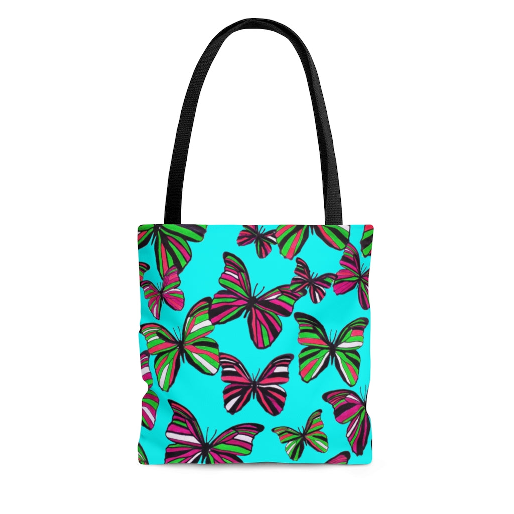 AOP Butterflies Cyan Tote Bag