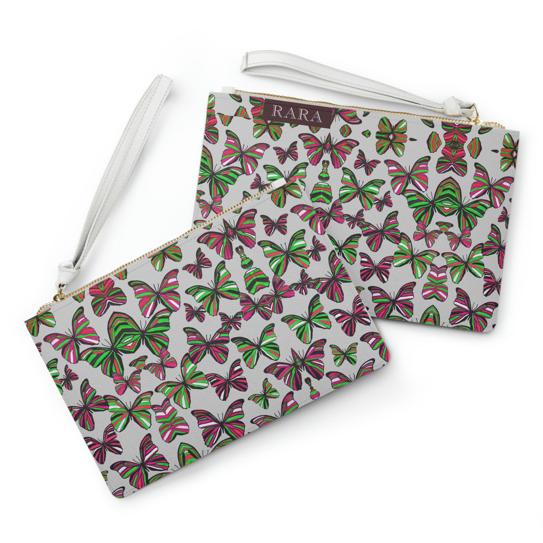 slate grey butterfly print clutch