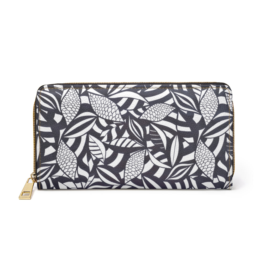 White Tropical Minimalist Zipper Wallet