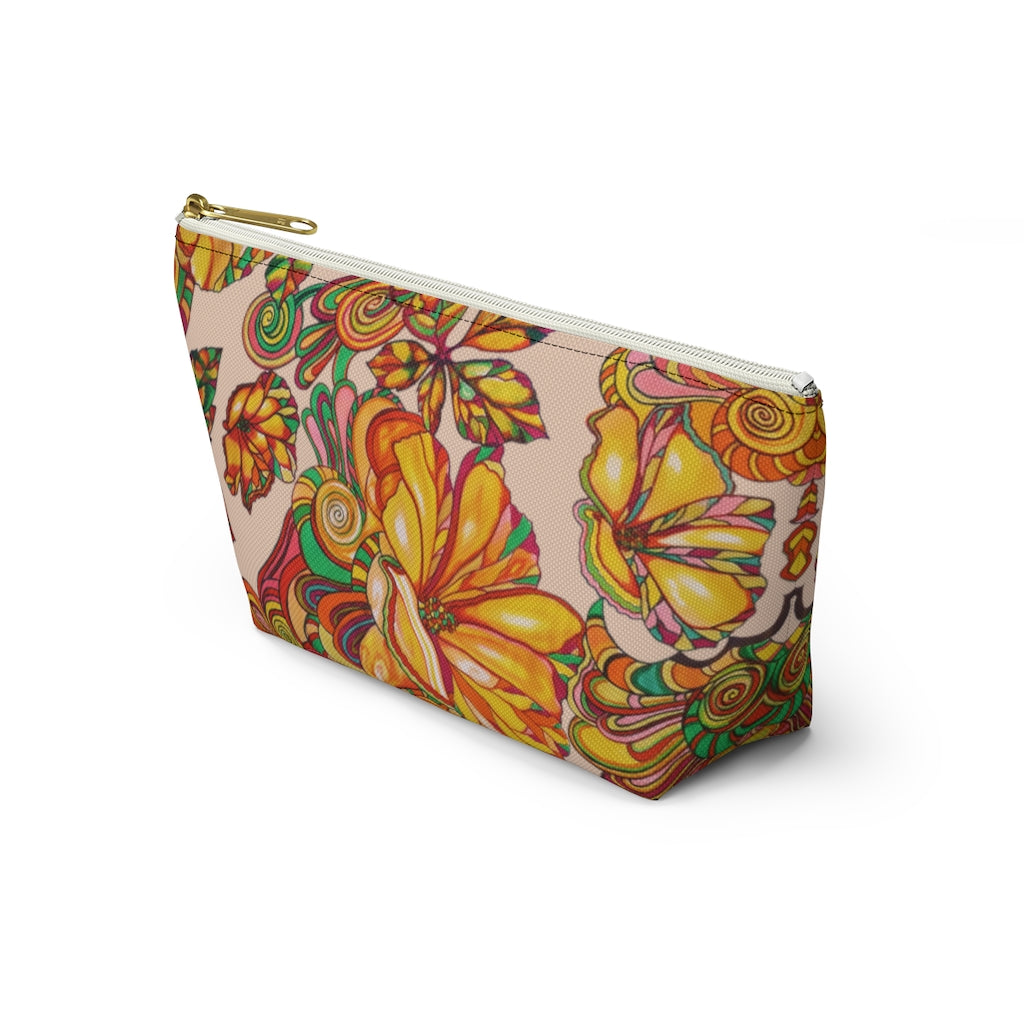 Nude Artsy Floral Accessory Pouch