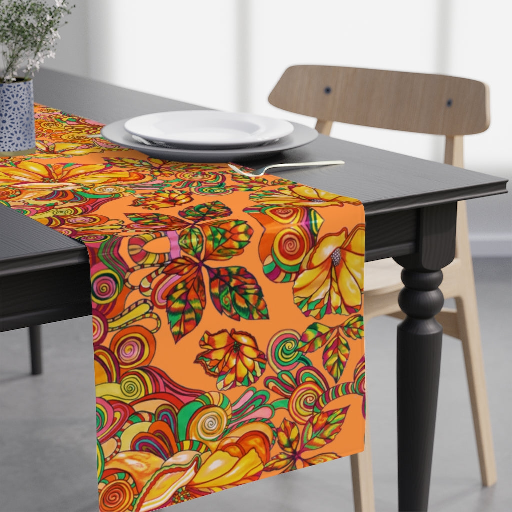 Artsy Floral Peach Table Runner