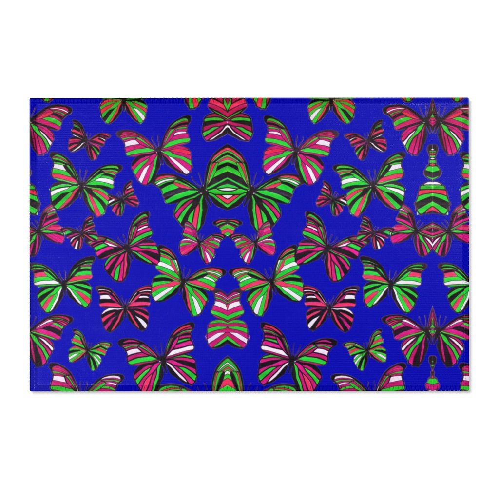 Butterflies Royal Blue Area Rug