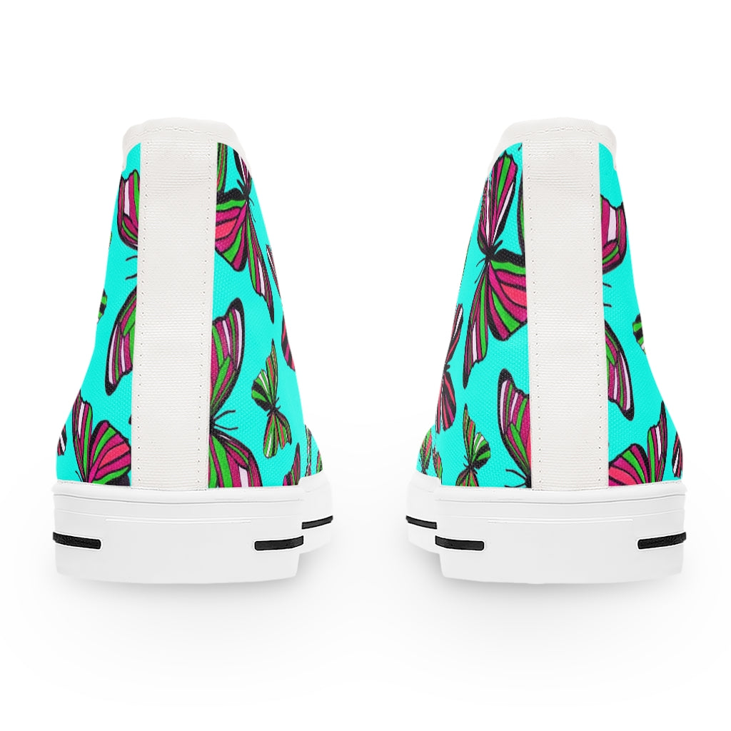 Cyan Butterflies Women's High Top Sneakers