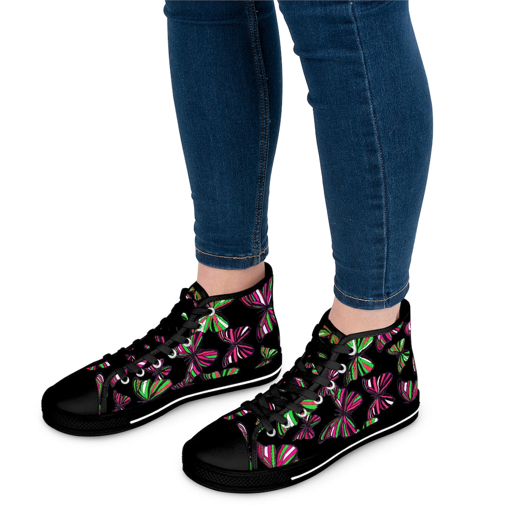 Black Butterflies Women's High Top Sneakers