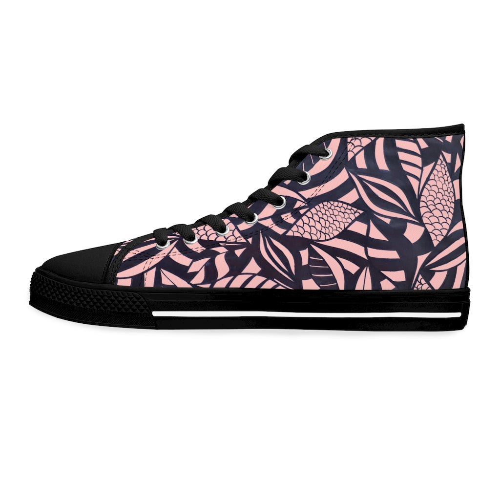 Blush Tropical Minimalist Women's High Top Sneakers