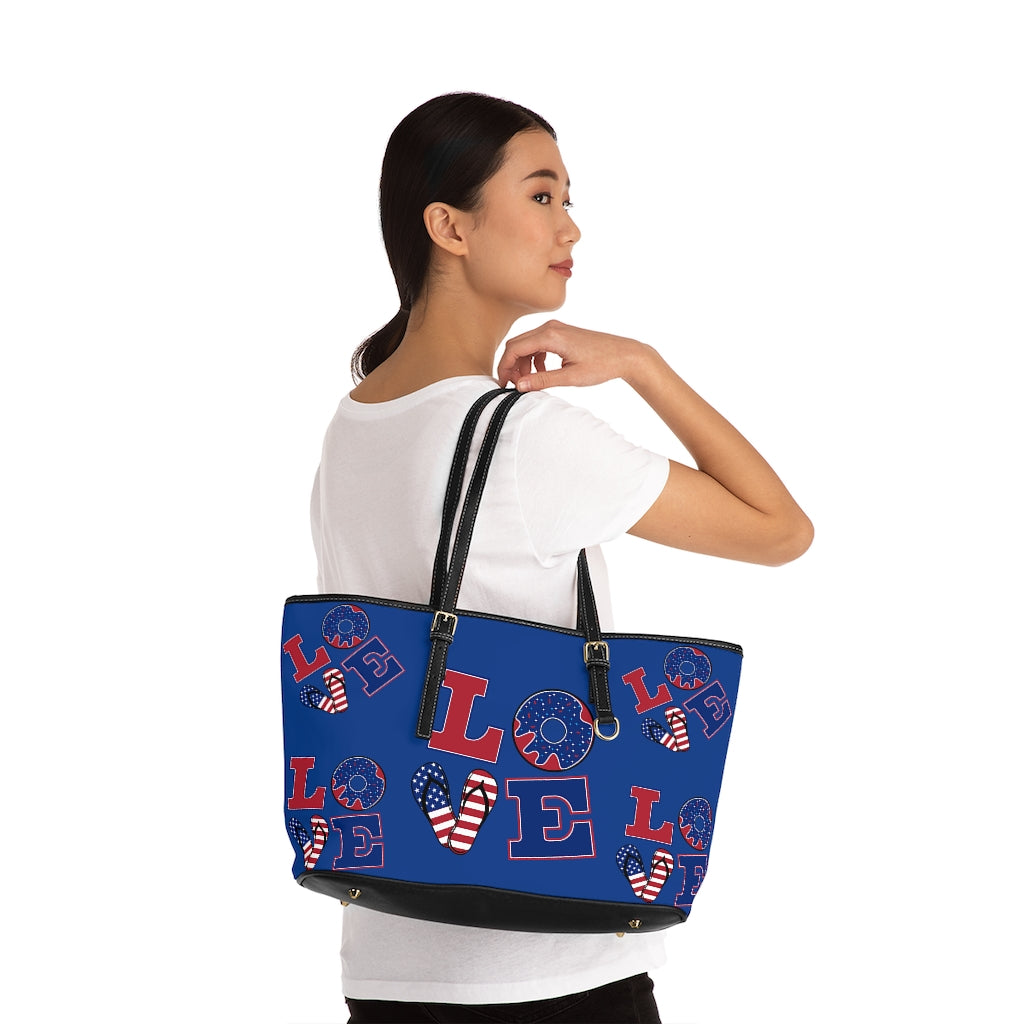 Royal Blue LOVE PU Leather Shoulder Bag