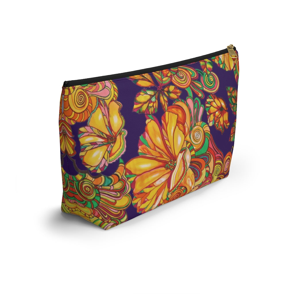 Violet Artsy Floral Accessory Pouch