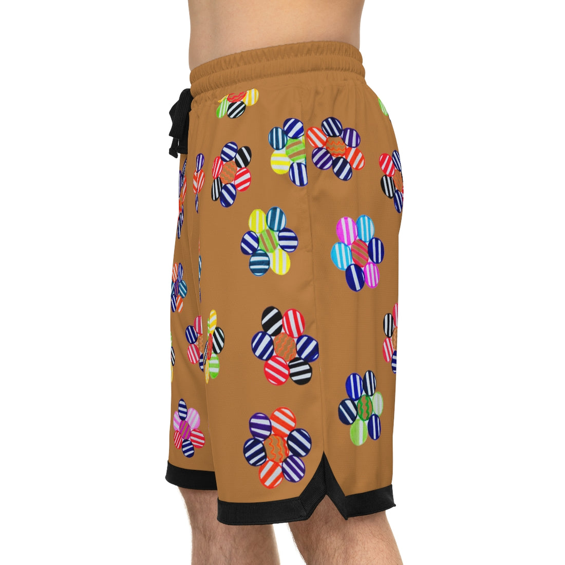 tussock geometric floral print basketball shorts