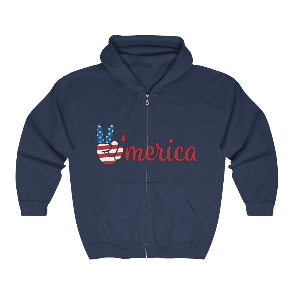 America Unisex Zip - up Hoodie