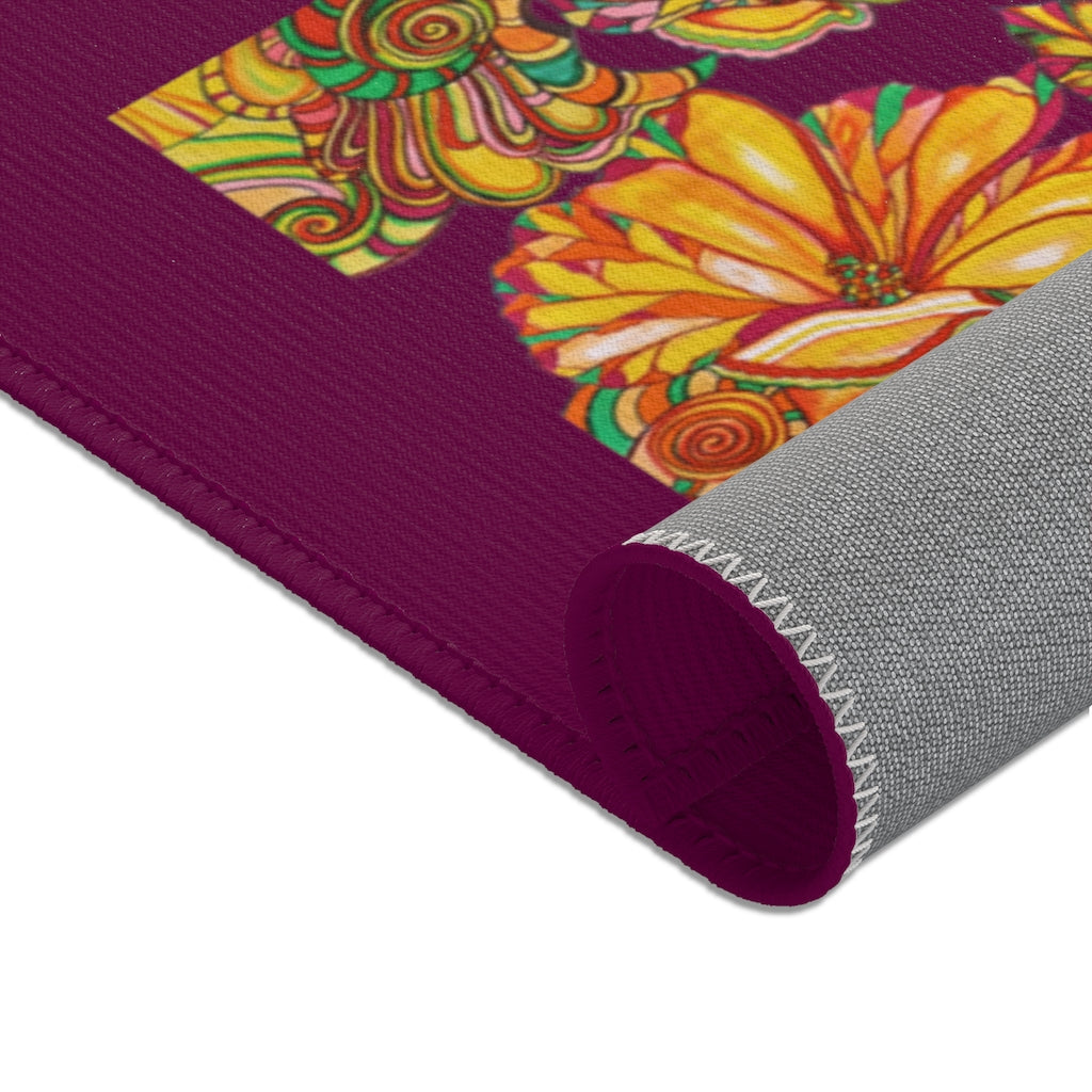 Artsy Floral Royal Purple Area Rug