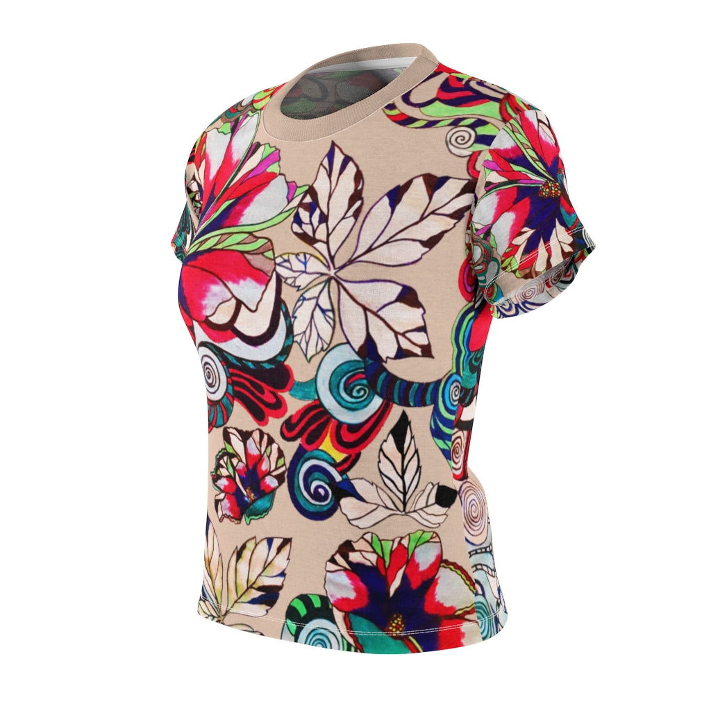 Graphic Floral AOP Nude T-Shirt