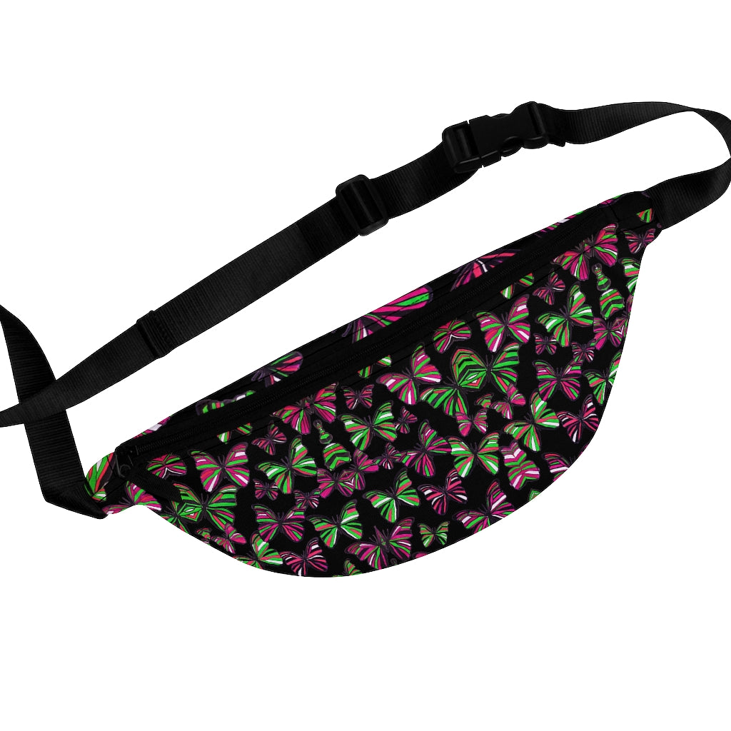 Butterflies Black Fanny Pack