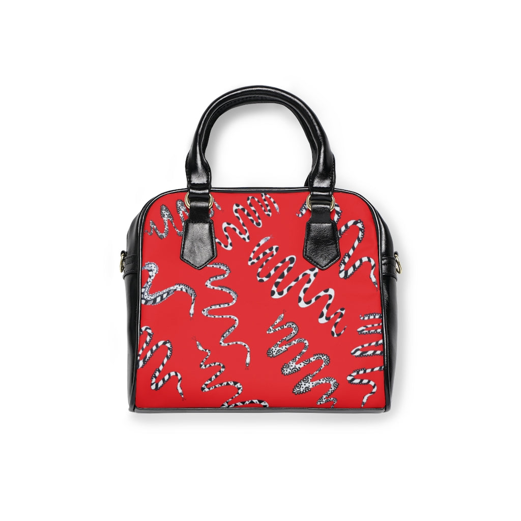 red snake print handbag