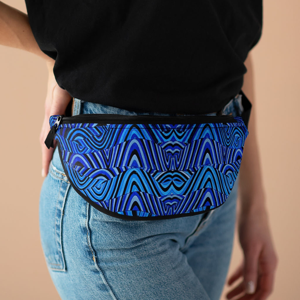 black psychedelic print unisex fanny pack