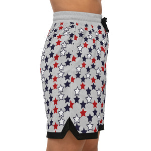 slate grey star print basketball shorts for men
