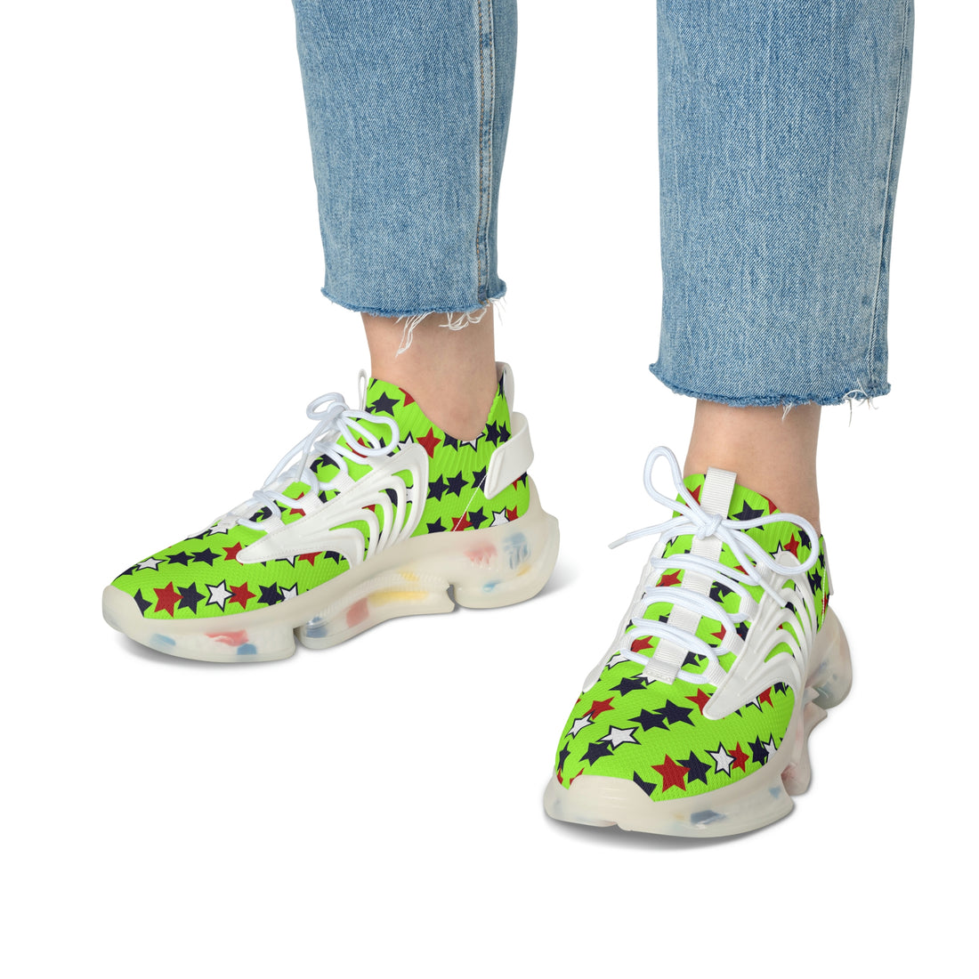 Lime Green Stargirl OTT Women's Mesh Knit Sneakers