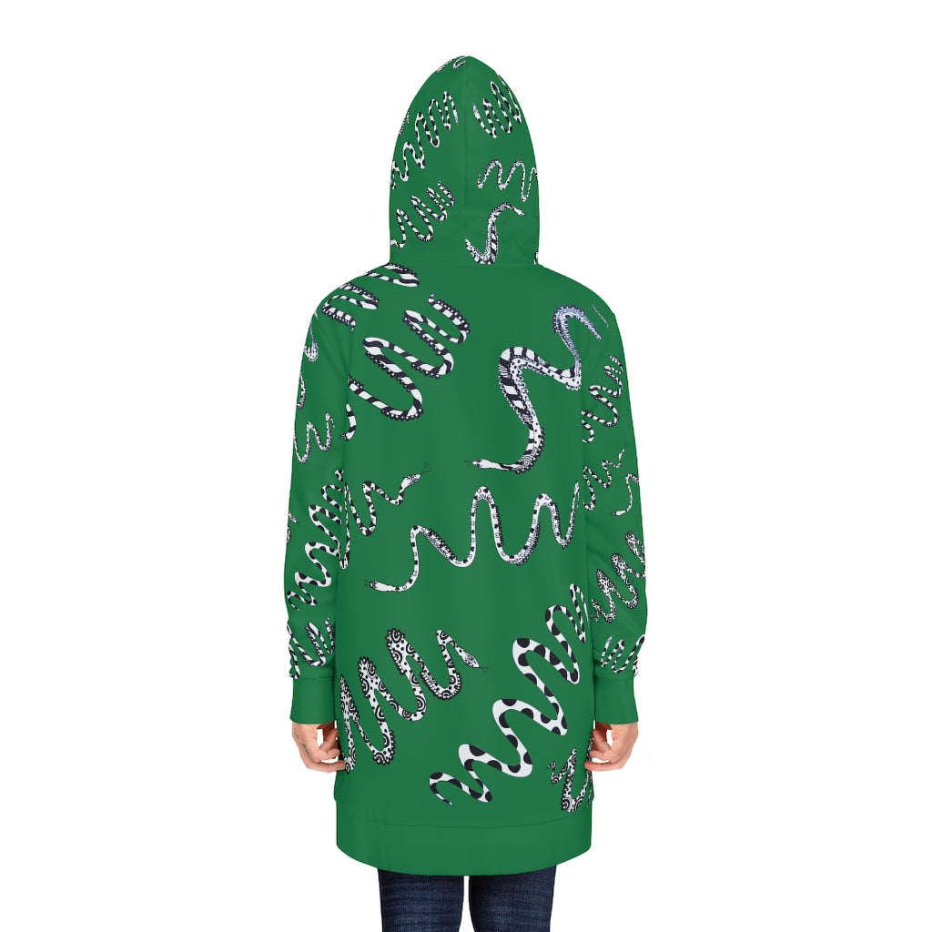 Emerald Snake Print Hoodie Dress