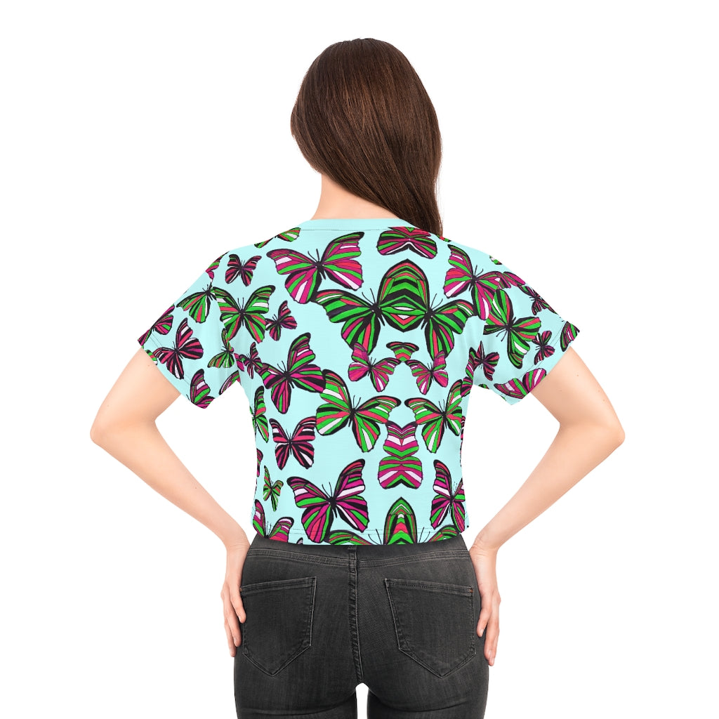 Icy Butterfly AOP Crop Tee