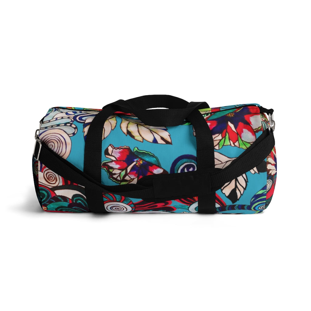 Artsy Floral Pop Aqua Duffel Bag