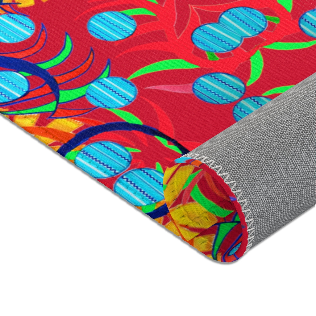 Sun Flower Red Area Rug