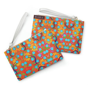 Orange Sunflower Print Clutch Bag