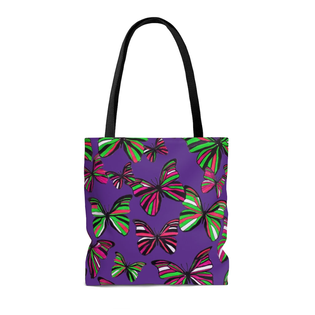 AOP Butterflies Purple Tote Bag