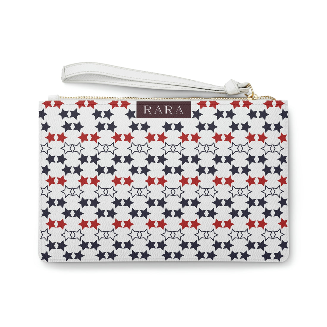 White Star Print Clutch Bag