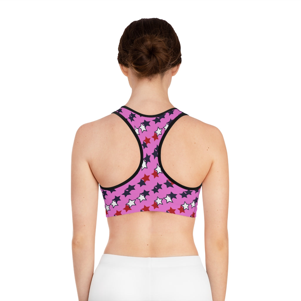 Rose Star Print (AOP) Sports Bra