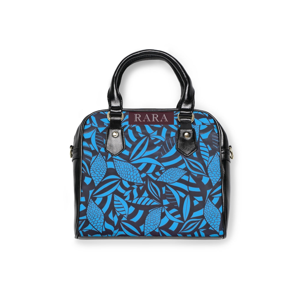 aqua blue tropical print handbag