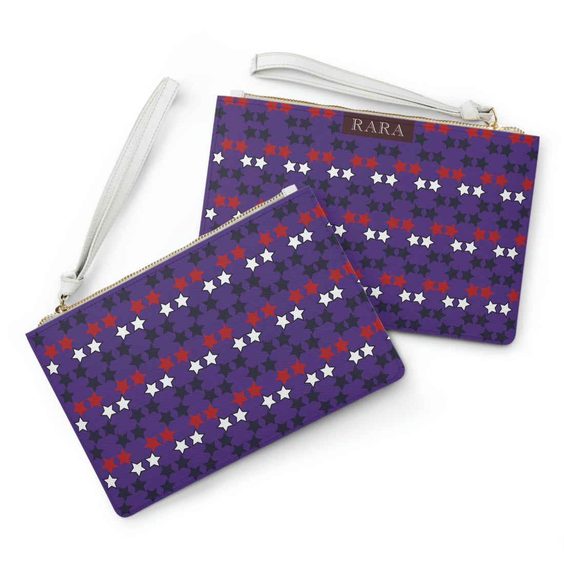 Purple Star Print Clutch Bag